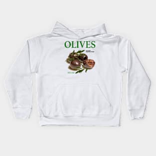 Olives Pitted Perfection Perfect In A Drink, Perfect On A Plate Kids Hoodie